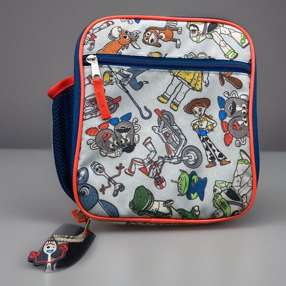 Disney Toy Story 4 Soft Lunch Bag Sack w Bottle Holder & Zipper Forky Charm - Picture 1 of 11